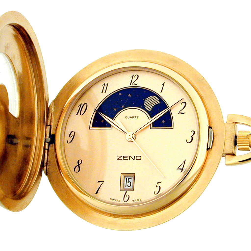 Pocket Watch Savonette - moon phase - gold plated